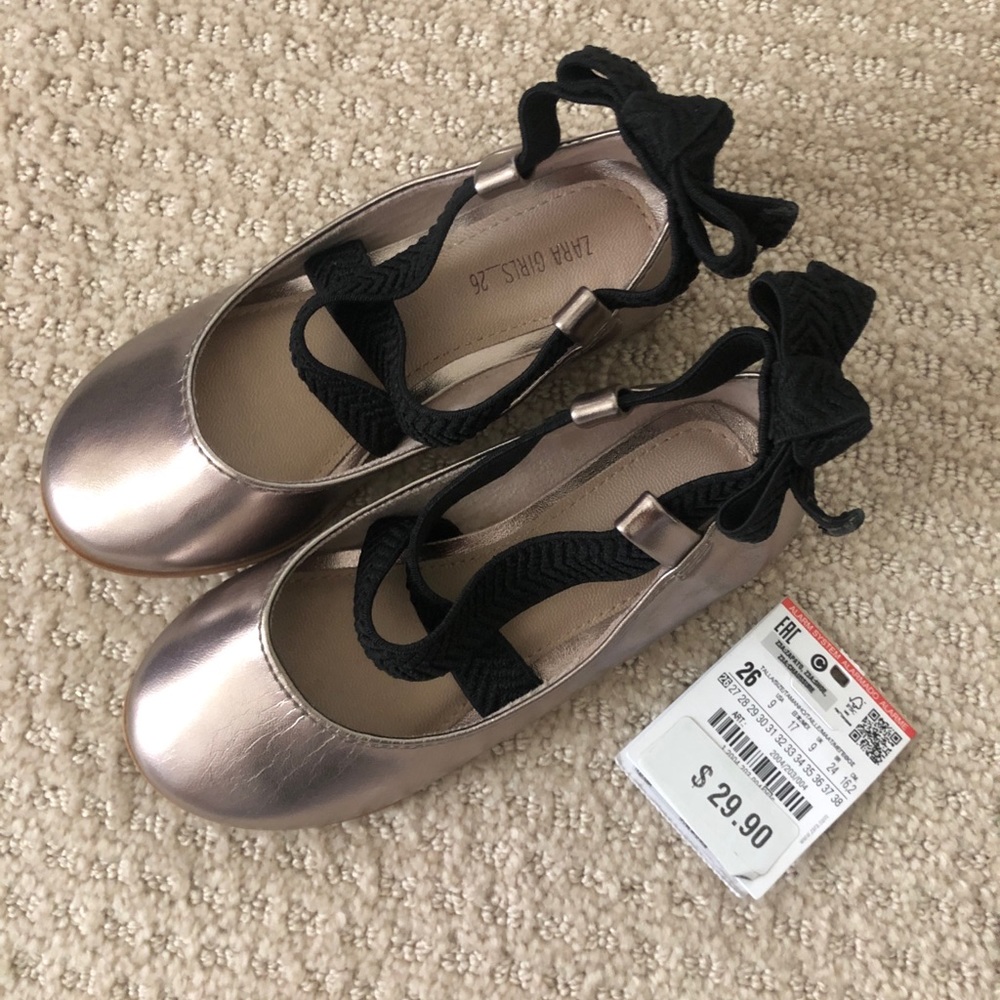 Zara Metallic Ballet Flats Toddler 9